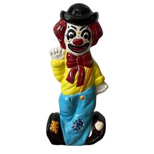 Vintage Ceramic 2 Face Clown Happy & Sad Hand Painted 10.5” Multicolor
